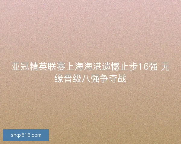亚冠精英联赛上海海港遗憾止步16强 无缘晋级八强争夺战